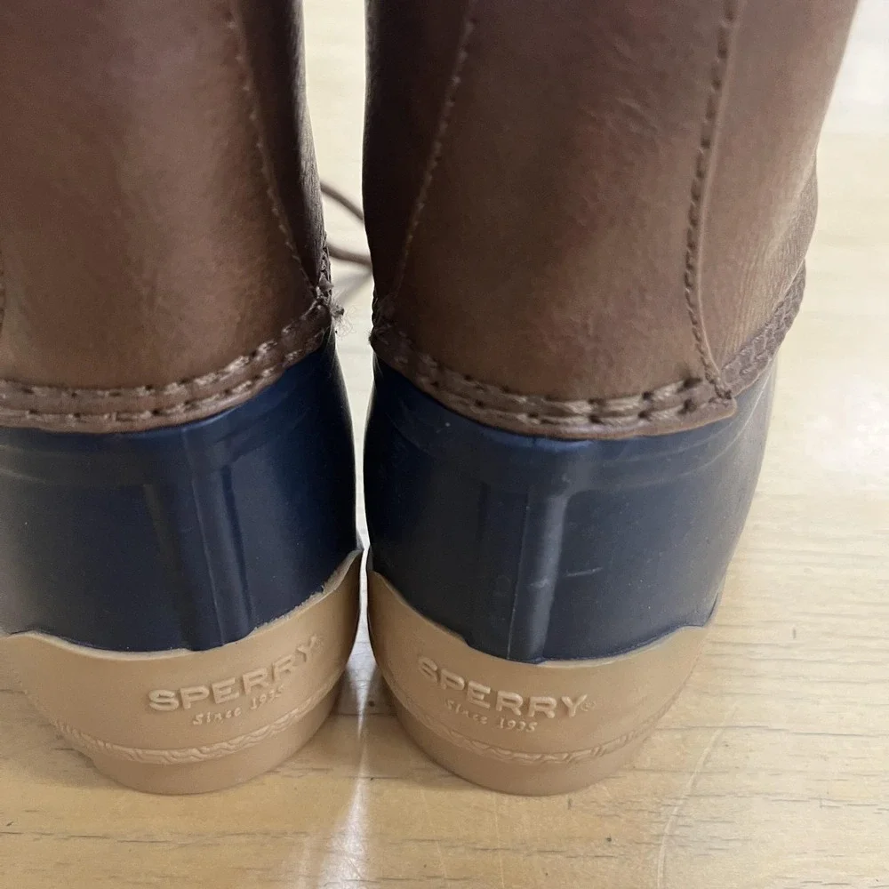 Sperry‎ Port Boot Boots Youth Size 3M Brown Blue Duck Rain Waterproof Winter